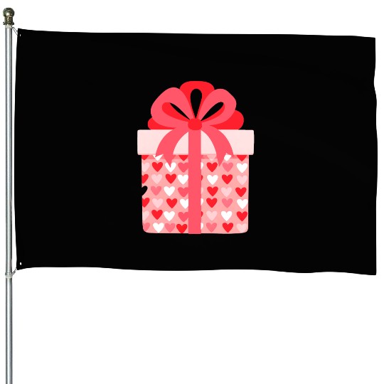 Hearts Gift Box Pattern Design House Flags