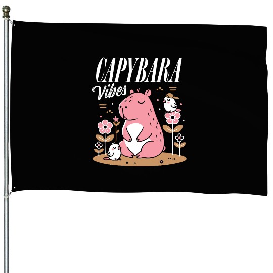 Capybara Vibes Playful Animal Design House Flags