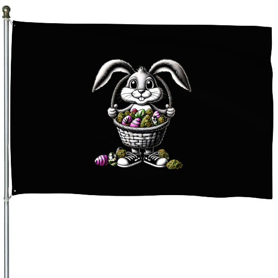 Easter Bunny's Green Surprise - Cannabis and Egg House Flags