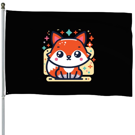 Cute Little Fox 1 House Flags