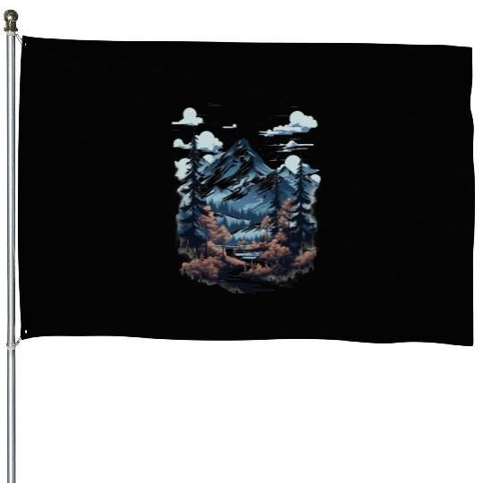 Midnight Mountain Serenity House Flags