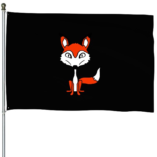 Fox Evil Look Dangerous Crazy Wild Animal Fun Face House Flags