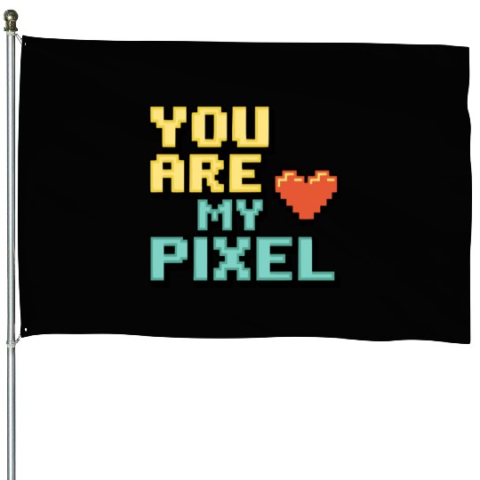 Gamer Valentine's Pixel 8-bit Gaming Couple House Flags
