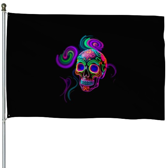 ELECTRIC SUGAR SKULL House Flags