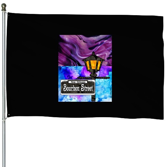 Purple Bourbon Street Lamp Post House Flags