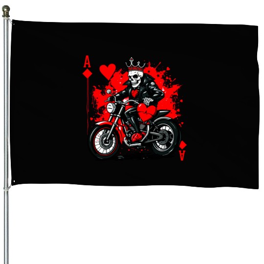 Red Ace Skull Rider Artwork House Flags