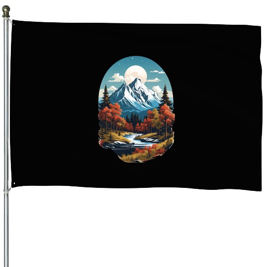 Majestic Peaks and Autumn Serenity House Flags