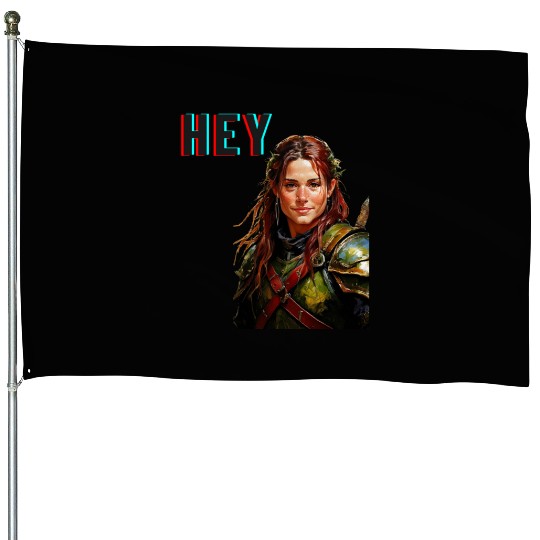 Fantasy Warrior Girl Art – Bold RPG Design House Flags