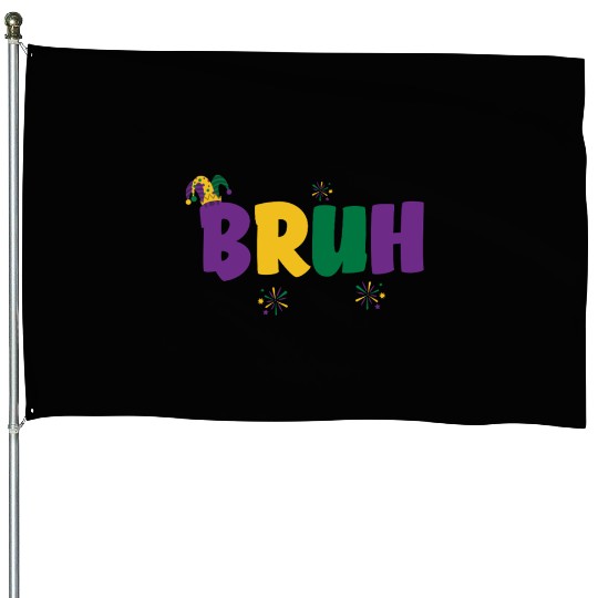 Bruh Mardi Gras Teens Boys Kids Mardi Gras Bruhbru House Flags