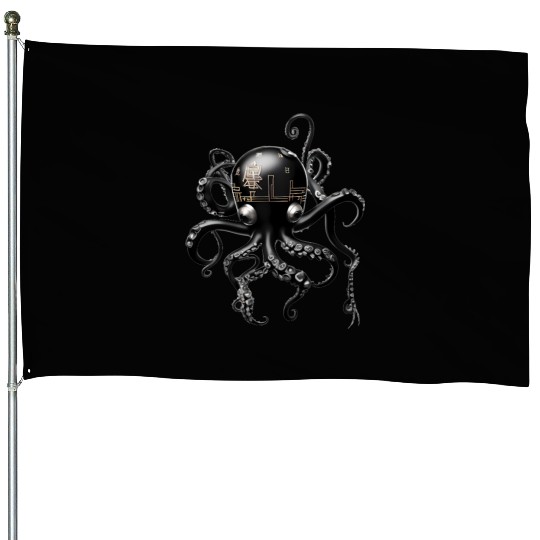 Graphic Japanese Octopus House Flags