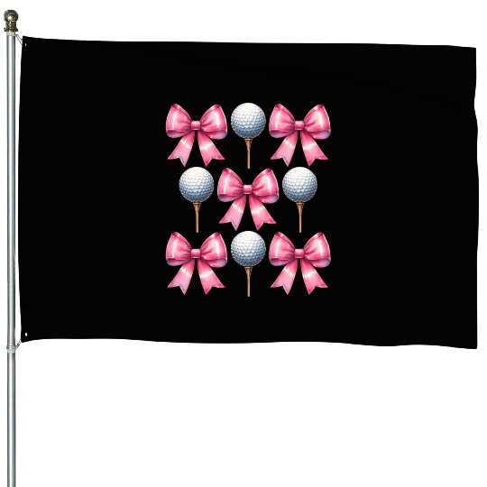 Coquette Bow Golf Ball Mothers Day Golfing Pink House Flags