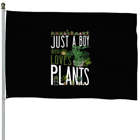 Plant Lover Gardening Boy Just A House Flags