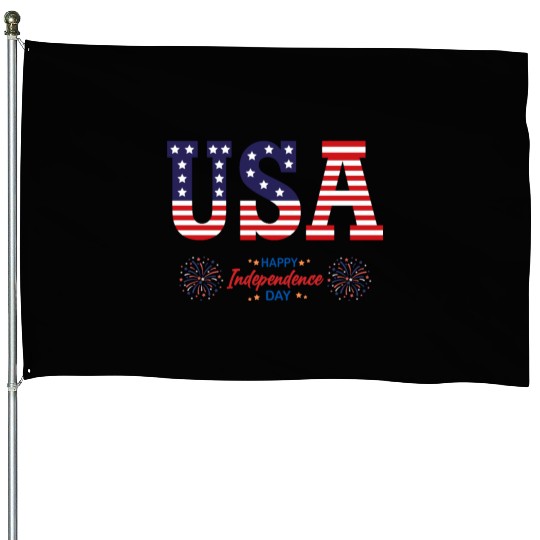 Happy Independence Day - USA House Flags
