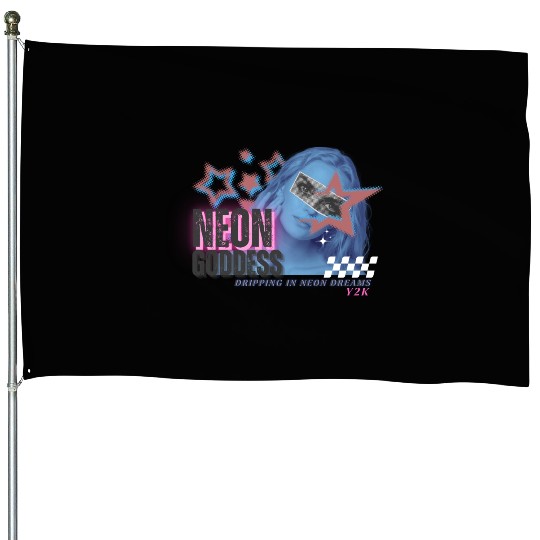 Neon Goddess Y2K House Flags Design