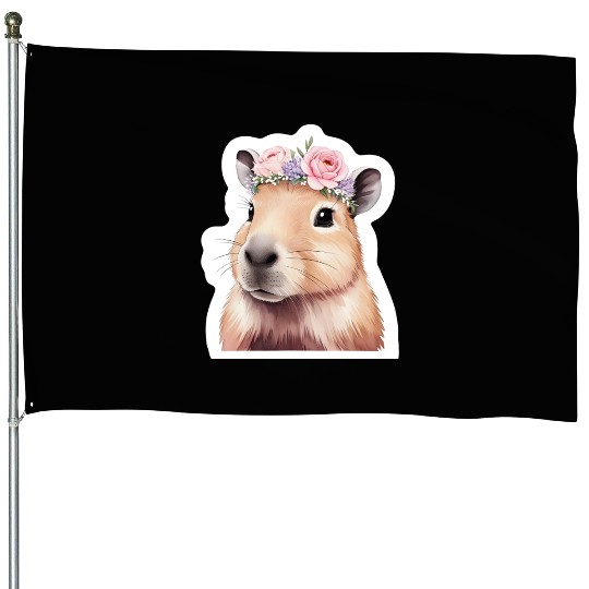 Capybara with Flowers House Flags