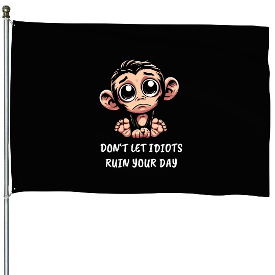 Sad monkey emotional loyal chimpanzee House Flags