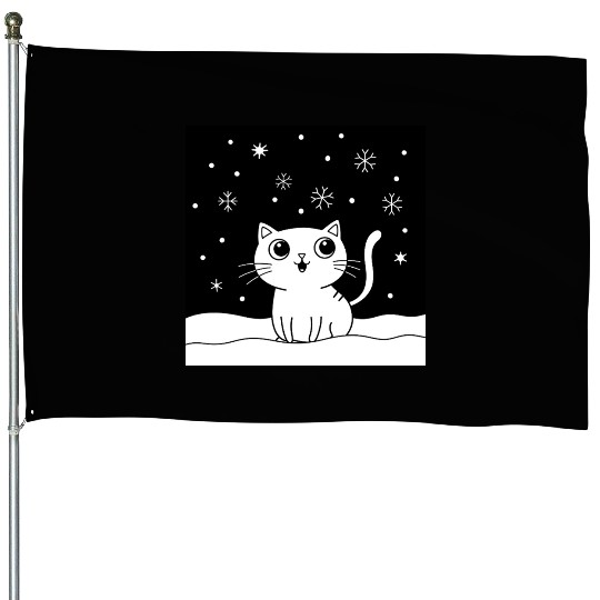 Black and white illustration cute House Flags
