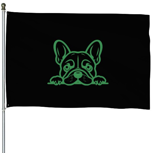 French Bulldog Frenchie Sweet Face Green House Flags