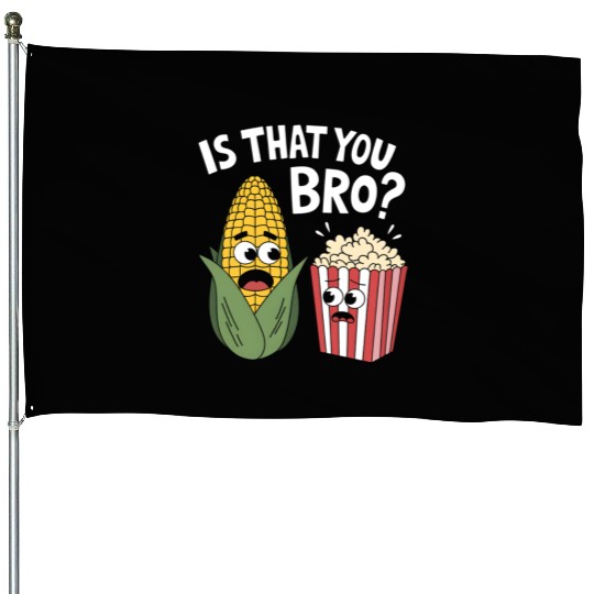 Funny Corn and Popcorn Cartoon Meme Design House Flags