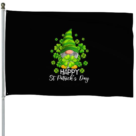 Happy St. Patrick's Day Gnomes Irish Shamrock House Flags