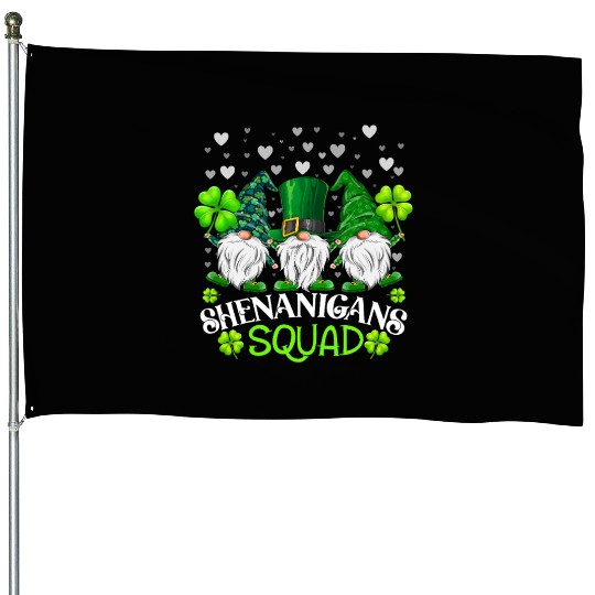 Shenanigans Squad St Patricks Day Gnomes Irish House Flags