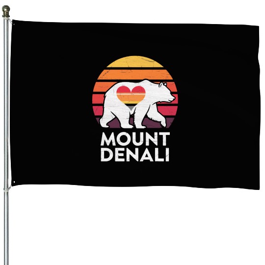 Vintage Bear Mount Denali Sunset Wilderness House Flags