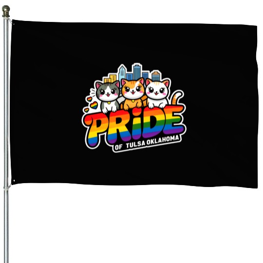 Pride of Tulsa City Oklahoma USA Rainbow Flag House Flags
