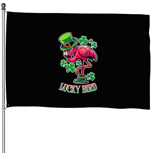 Lucky Bird – St. Patrick’s Flamingo House Flags