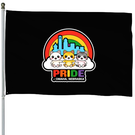 Pride of Omaha City Nebraska USA Rainbow Flag House Flags