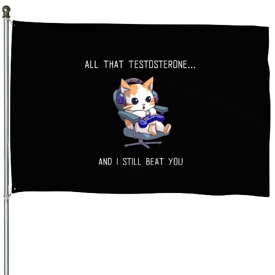 All That Testosterone, I Beat You Gamer Girlfriend House Flags