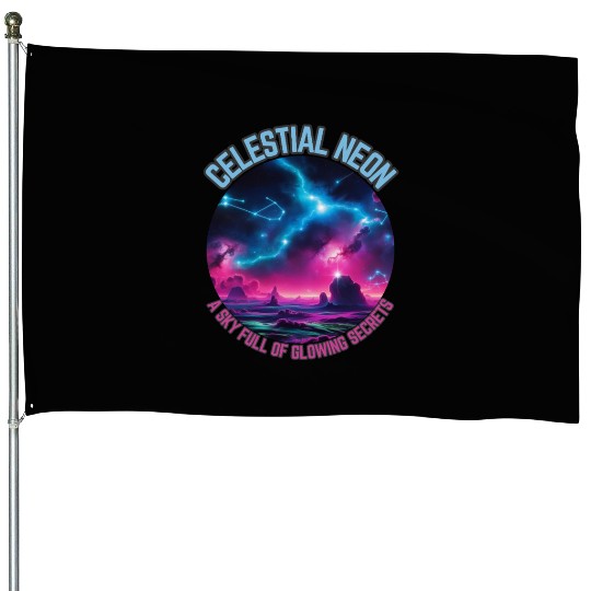 Celestial Neon - A sky full of glowing secrets House Flags