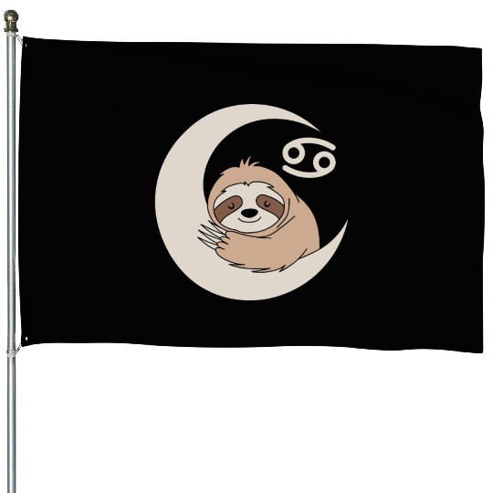 Cancer Zodiac Sloth Embrace the Calmness House Flags