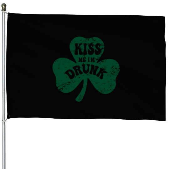 Kiss Me I'm Drunk Irish St. Patrick's Day House Flags