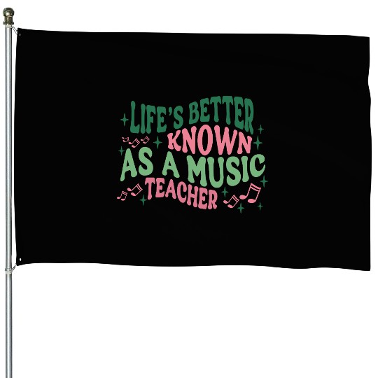 Cute Retro Music Teacher House Flags Gift