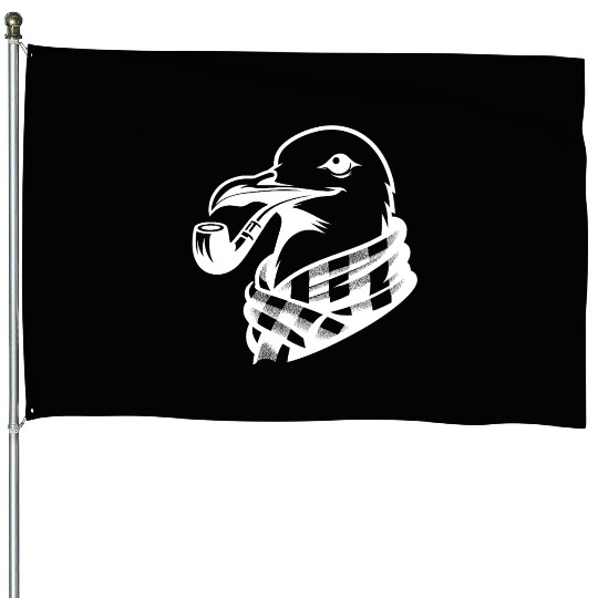 Pipe-diving Seafarer Seagull As A Coastal Motif House Flags