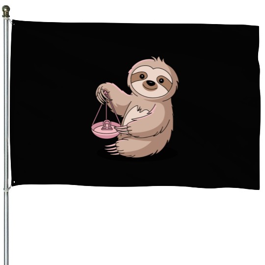 Charming Libra Zodiac Sloth With Balance House Flags