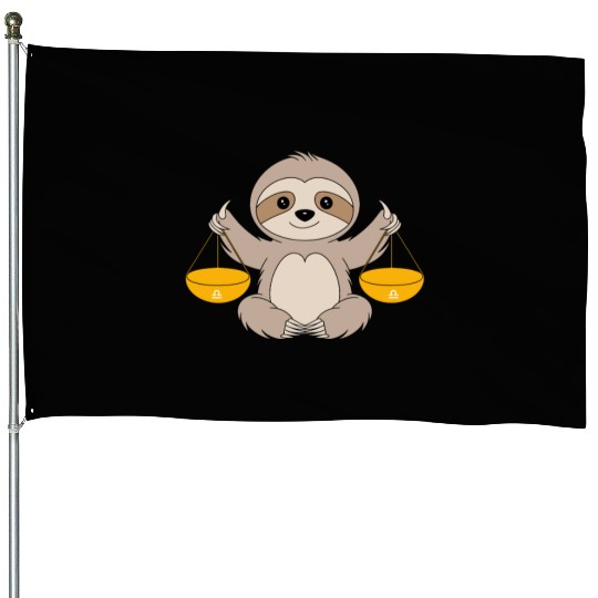 Libra Zodiac Sloth Balancing Harmony House Flags