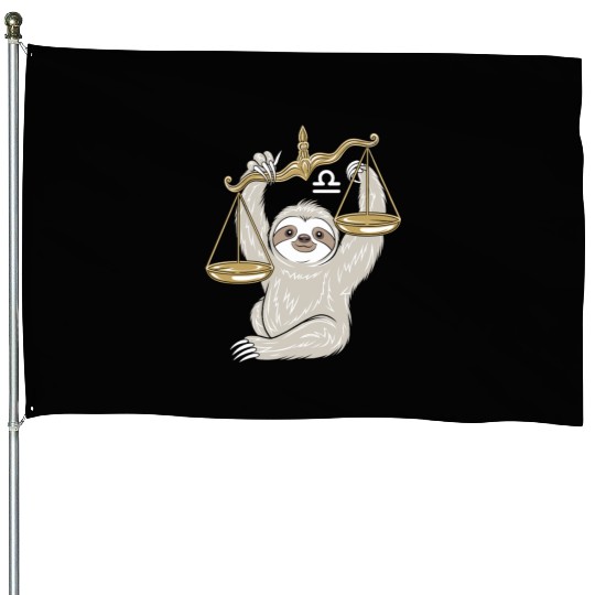 Charming Libra Zodiac Sloth Balancing Serenity House Flags
