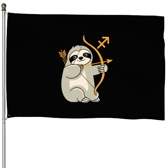 Sagittarius Zodiac Sloth Archer Adventure House Flags
