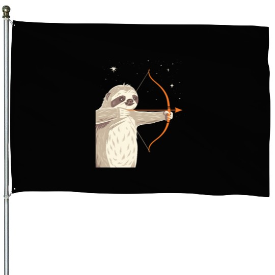 Sagittarius Zodiac Sloth Archer in the Stars House Flags