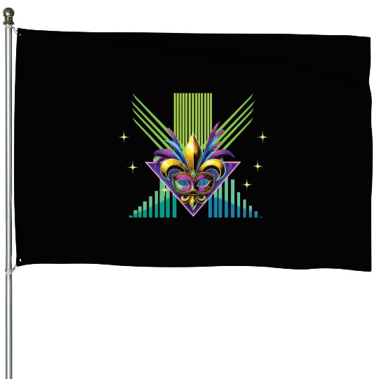 Mardi Gras Retro Synthwave Mask Design House Flags