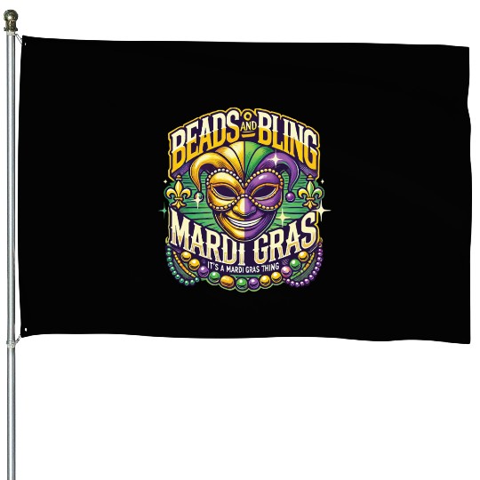 Beads And Bling Mardi Gras Mask Extravaganza House Flags