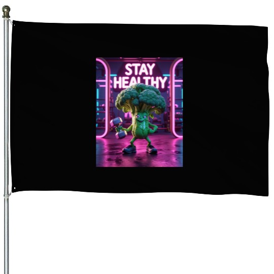 Broccoli Gym Workout STAY HEALTHY House Flags
