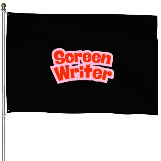 Screen Writer Red Text with Pink Border House Flags