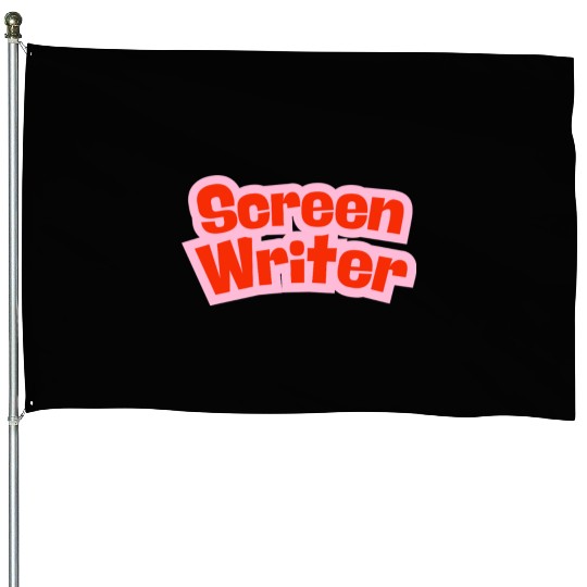 Screen Writer Red Text with Pink Border House Flags