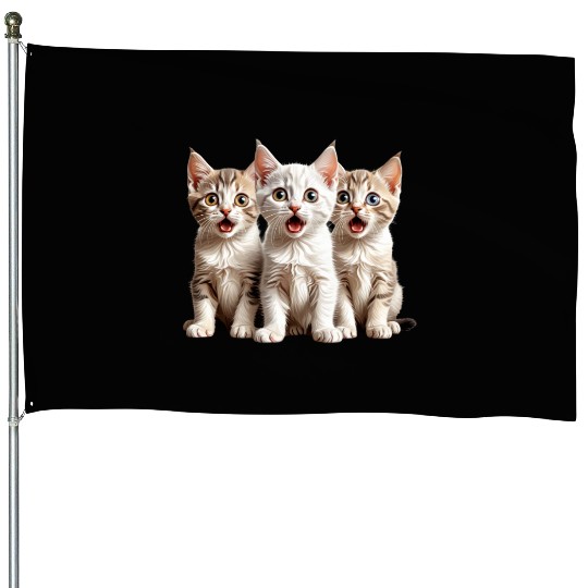 Surprised Kittens House Flags