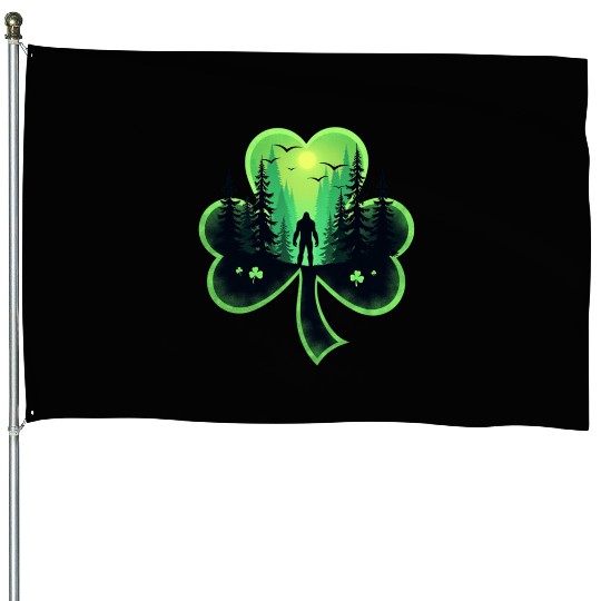 St Patrick's Day Bigfoot Sasqautch Irish House Flags