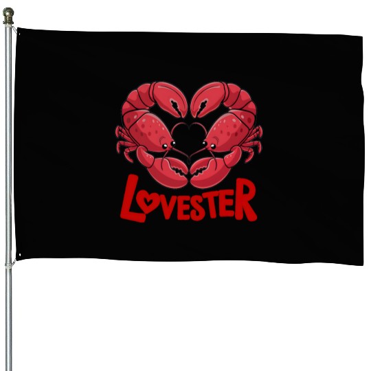 Lobster Lovester Valentine's Day Love House Flags