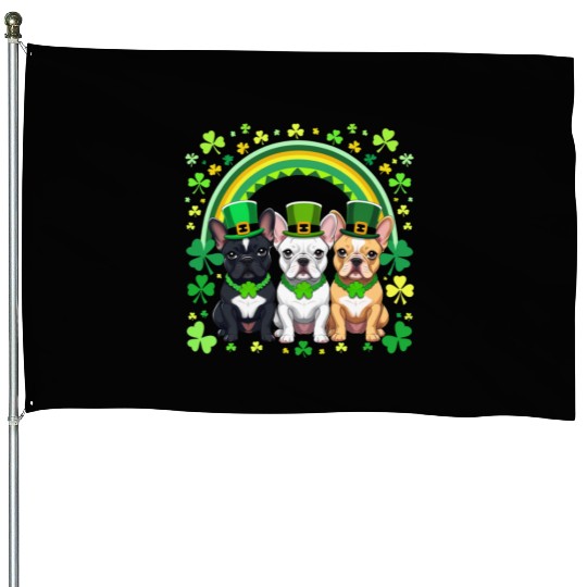 St Patricks Day French Bulldogs Dog Frenchie gifts House Flags