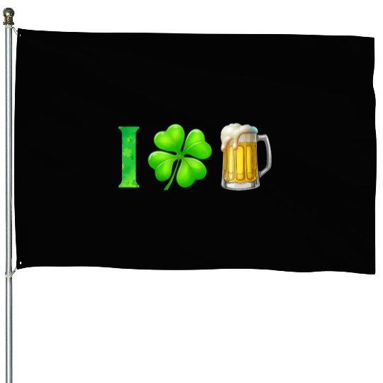 I Shamrock Beer Funny St Patrick's Day I Love Beer House Flags